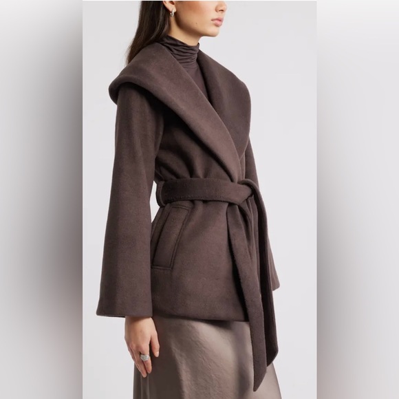 NWOT  Rachel Zoe Brown Hooded Wrap Coat - Picture 15 of 16